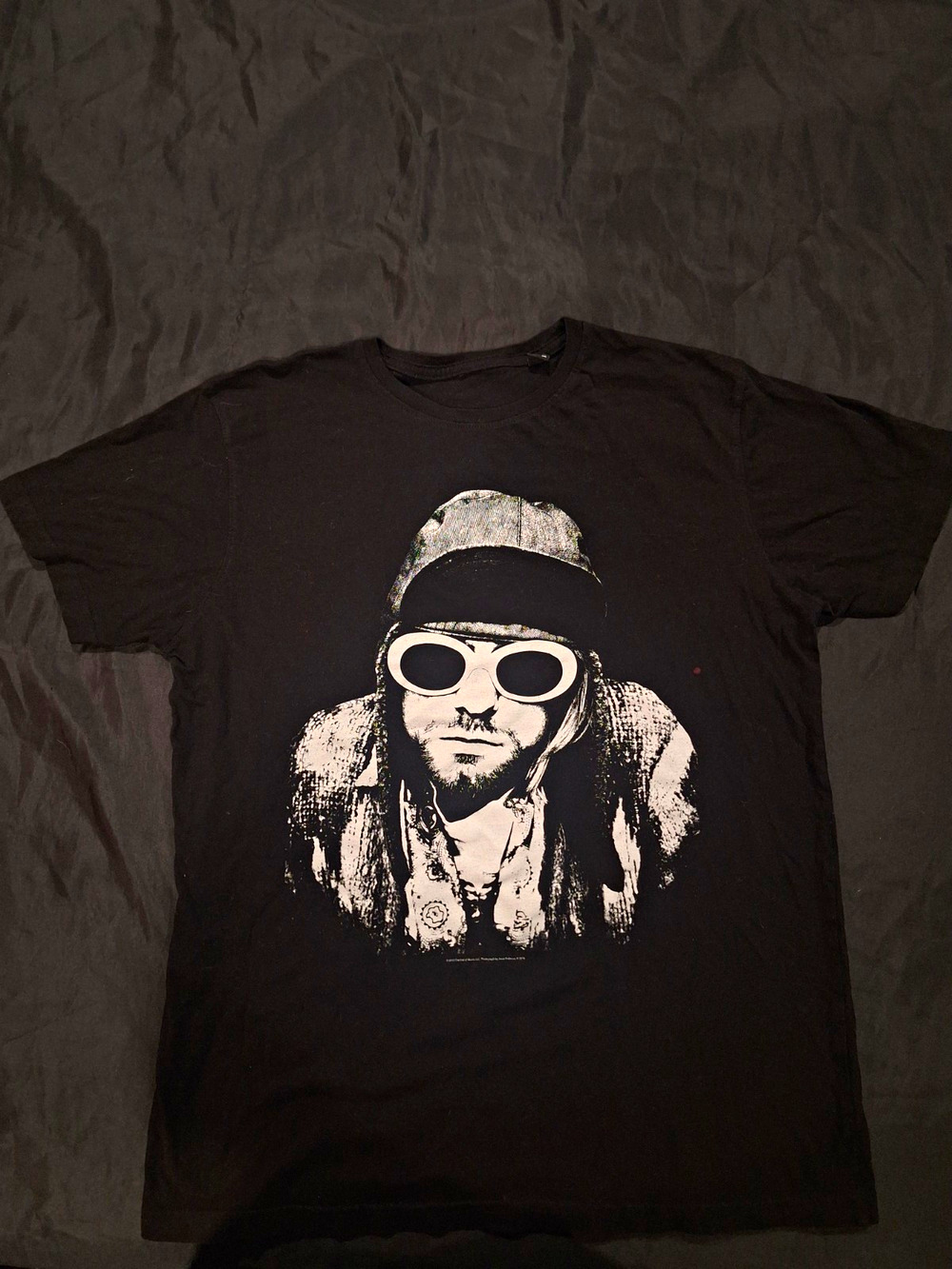 Kurt Cobain Nirvana Graphic Print Black Cotton Crew Neck Men's T-Shirt M